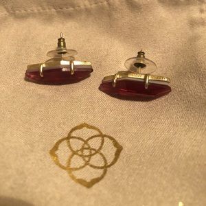 Kendra Scott red maroon gold stud earrings